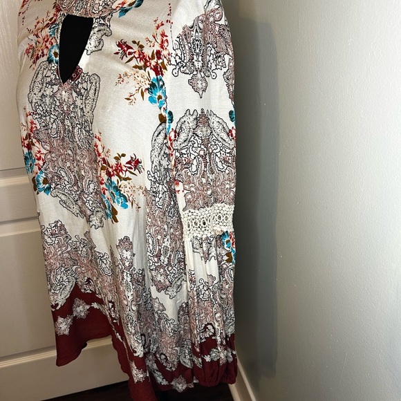 Coco & Jaimeson Oversized Hippie Boho Peasant Balloon Sleeve Tunic Top Womens M - Picture 2 of 8